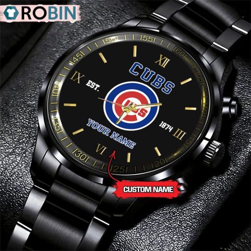 MLB Chicago Cubs Black Stainless Steel Watch