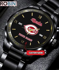 MLB Cincinnati Reds Black Stainless Steel Watch