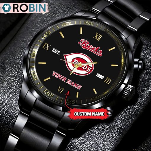 MLB Cincinnati Reds Black Stainless Steel Watch