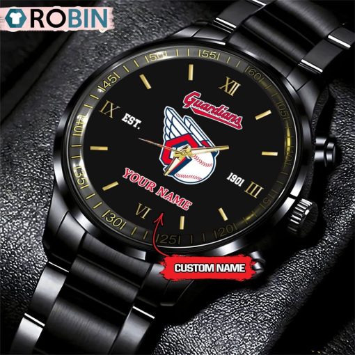 MLB Cleveland Indians Black Stainless Steel Watch