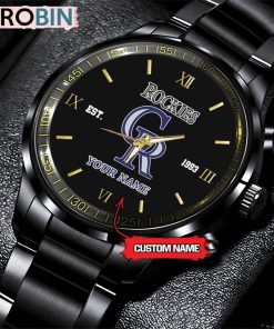 MLB Colorado Rockies Black Stainless Steel Watch