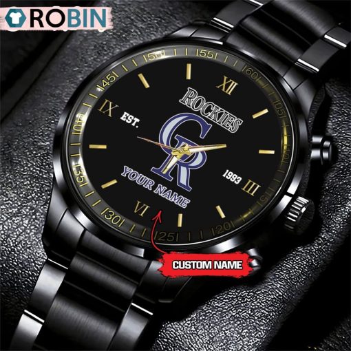 MLB Colorado Rockies Black Stainless Steel Watch