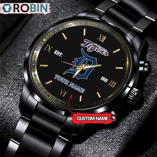 MLB Detroit Tigers Black Stainless Steel Watch