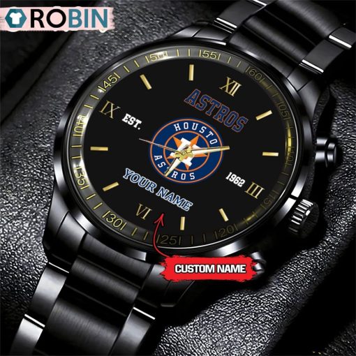 MLB Houston Astros Black Stainless Steel Watch