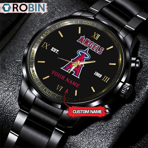 MLB Los Angeles Angels Black Stainless Steel Watch