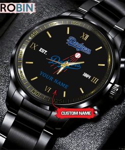 MLB Los Angeles Dodgers Black Stainless Steel Watch