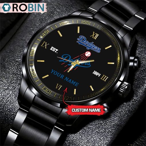 MLB Los Angeles Dodgers Black Stainless Steel Watch