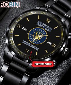 MLB Milwaukee Brewers Black Stainless Steel Watch MLB Milwaukee Brewers Black Stainless Steel Watch