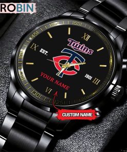 MLB Minnesota Twins Black Stainless Steel Watch