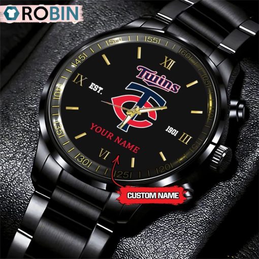 MLB Minnesota Twins Black Stainless Steel Watch