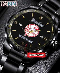 MLB New York Yankees Black Stainless Steel Watch