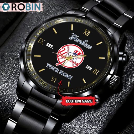 MLB New York Yankees Black Stainless Steel Watch