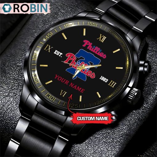 MLB Philadelphia Phillies Black Stainless Steel Watch