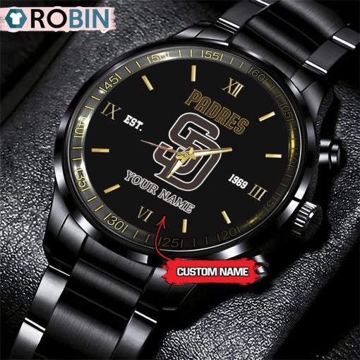 MLB San Diego Padres Black Stainless Steel Watch