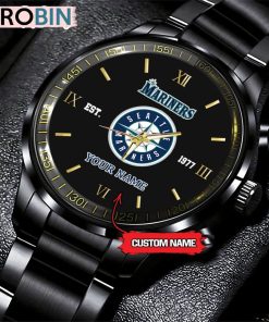 MLB Seattle Mariners Black Stainless Steel Watch MLB Seattle Mariners Black Stainless Steel Watch