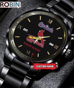 MLB St. Louis Cardinals Black Stainless Steel Watch