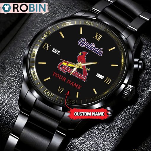 MLB St. Louis Cardinals Black Stainless Steel Watch