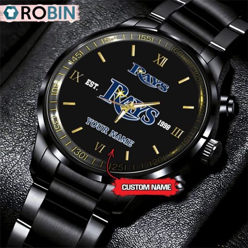 MLB Tampa Bay Rays Black Stainless Steel Watch