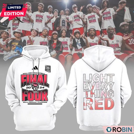 NC State Men’s Basketball 2024 Final Four Light Every Thing Red Hoodie White