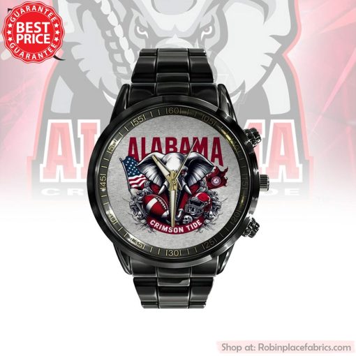 NCAA Alabama Crimson Tide Black Stainless Steel Watch