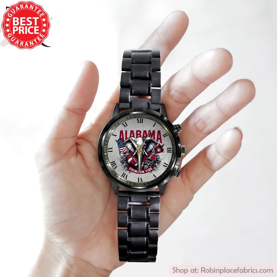 NCAA Alabama Crimson Tide Black Stainless Steel Watch