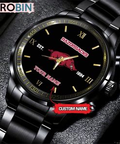 NCAA Arkansas Razorbacks Black Fashion Watch Football Watch For Fans NCAA Arkansas Razorbacks Black Fashion Watch Football Watch For Fans