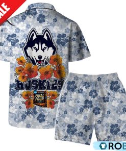 NCAA Final Four Uconn Huskies Logo Team And Pattern Hawaiian Set
