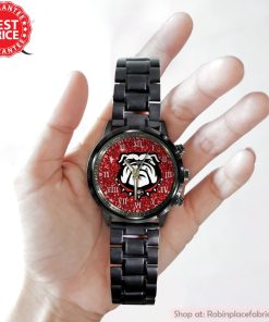NCAA Georgia Bulldogs Black Stainless Steel Watch NCAA Georgia Bulldogs Black Stainless Steel Watch
