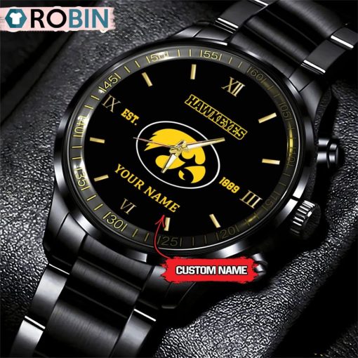 NCAA Iowa Hawkeyes Black Fashion Watch Football Watch For Fans