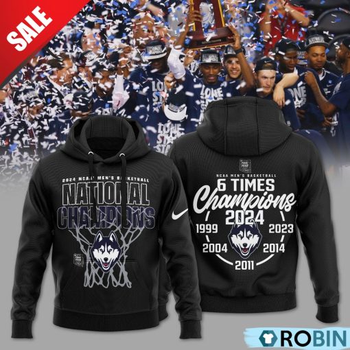 NCAA Men’s Basketball 6 Times Champions Uconn Huskies Hoodie – Black