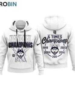 NCAA Men’s Basketball 6 Times Champions Uconn Huskies Hoodie   White
