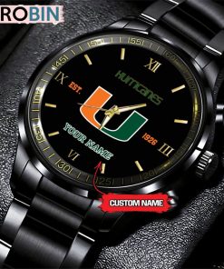 NCAA Miami Hurricanes Black Fashion Watch Football Watch For Fans