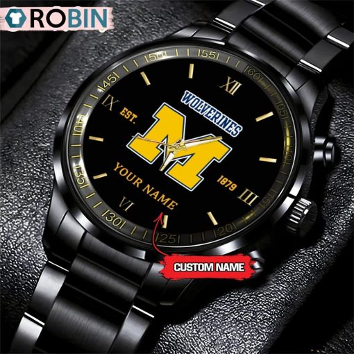 NCAA Michigan Wolverines Black Fashion Watch Football Watch For Fans