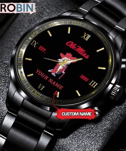 NCAA Ole Miss Rebels Black Fashion Watch Football Watch For Fans NCAA Ole Miss Rebels Black Fashion Watch Football Watch For Fans