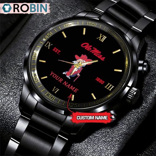 NCAA Ole Miss Rebels Black Fashion Watch Football Watch For Fans