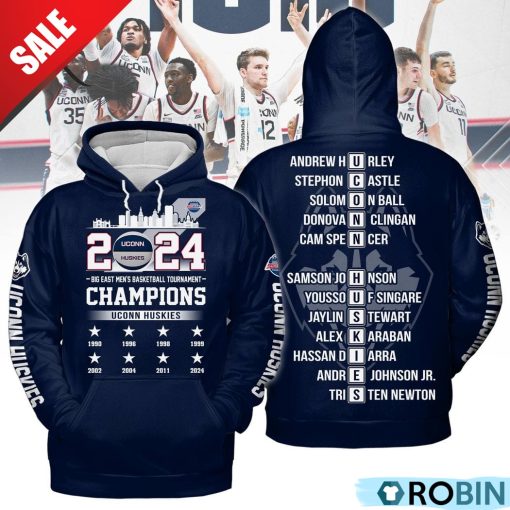 NCAA Uconn Huskies Big East Men’s Basketball Tournament Champions Hoodie – Navy