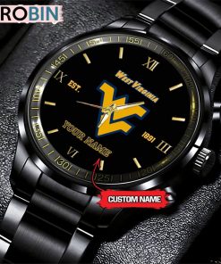 NCAA West Virginia Mountaineers Black Fashion Watch Football Watch For Fans NCAA West Virginia Mountaineers Black Fashion Watch Football Watch For Fans