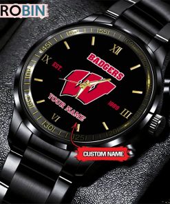 NCAA Wisconsin Badgers Black Fashion Watch Football Watch For Fans