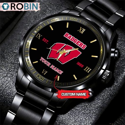 NCAA Wisconsin Badgers Black Fashion Watch Football Watch For Fans