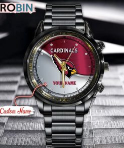 NFL Arizona Cardinals Watch Black Stainless Steel Watch Football Watch For Fans