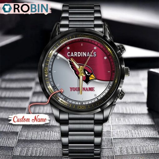 NFL Arizona Cardinals Watch Black Stainless Steel Watch Football Watch For Fans