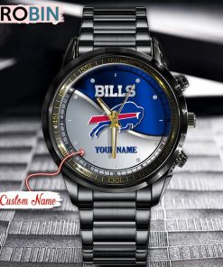 NFL Buffalo Bills Watch Black Stainless Steel Watch Football Watch For Fans NFL Buffalo Bills Watch Black Stainless Steel Watch Football Watch For Fans