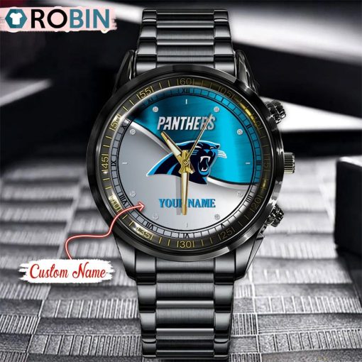 NFL Carolina Panthers Watch Black Stainless Steel Watch Football Watch For Fans