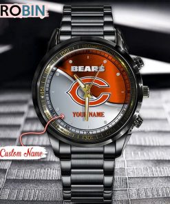 NFL Chicago Bears Watch Black Stainless Steel Watch Football Watch For Fans