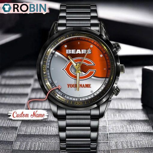 NFL Chicago Bears Watch Black Stainless Steel Watch Football Watch For Fans