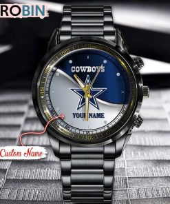 NFL Dallas Cowboys Watch Black Stainless Steel Watch Football Watch For Fans