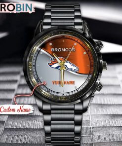 NFL Denver Broncos Watch Black Stainless Steel Watch Football Watch For Fans