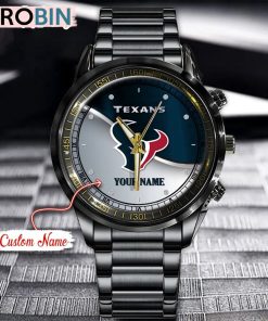NFL Houston Texans Watch Black Stainless Steel Watch Football Watch For Fans