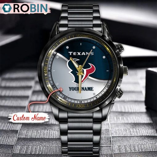 NFL Houston Texans Watch Black Stainless Steel Watch Football Watch For Fans