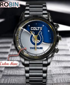 NFL Indianapolis Colts Watch Black Stainless Steel Watch Football Watch For Fans